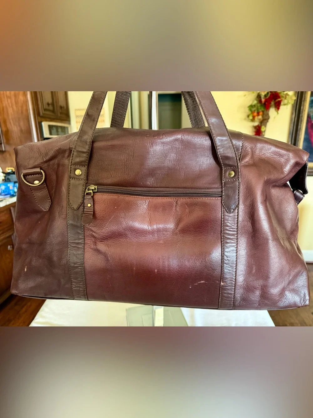 Men's Leather Weekender Bag - Brown Claire Chase FCA